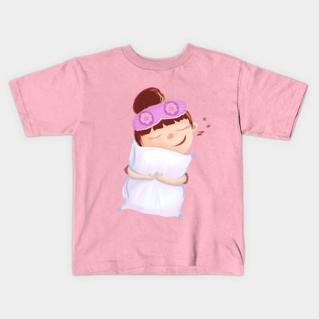 Girl and sleep Kids T-Shirt by AlinaArt